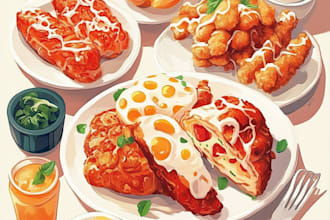 draw food illustration in colour pencil in the procreate