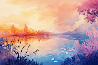 draw a watercolor landscape illustration
