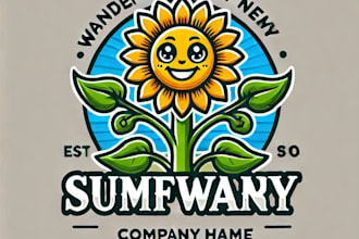 do wonderful sun flower modern mascot logo design with 1 day delivery