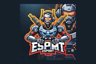 create modern robot mascot logo with my creative thinking