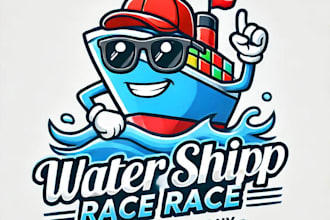 do make water ship race mascot logo design with unlimited review
