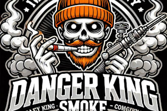 do make danger king smoke mascot logo design with unlimited review