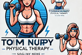 create modern feminine physical therapy mascot logo with unlimited review