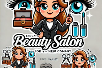 create an eye catching beauty salon mascot logo design with 1 day delivery
