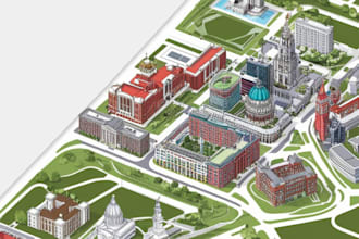 draw and render site plan, vector map illustration, city map, map illustration