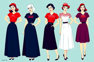 do cartoon tshirt design or vintage clothing illustration