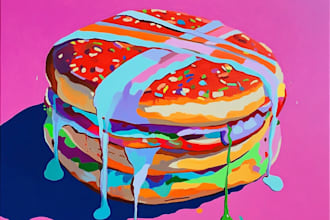 draw food in retro pop art roy lichtenstein style
