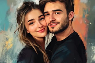 draw high realistic couple vector portrait from photo