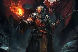 create dnd character art, illustration, concept art, commission art