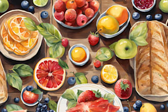 do food and drink realistic watercolor illustration