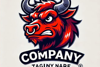 do amazing angry bull mascot logo design with business