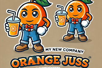 do make orange juss mascot logo design with 1 day delivery