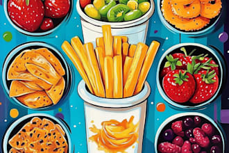 draw food in retro pop art
