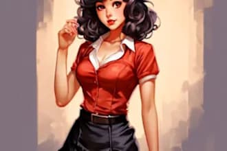 do a unique pin up girl art