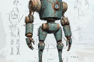 draw mecha robot character sheet design