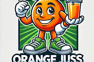 do make orange juss mascot logo design with 1 day delivery