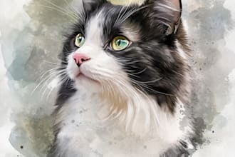 draw cat dog or your pet into vector portrait design