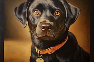 draw any pets dog cat or animals into oil painting portrait