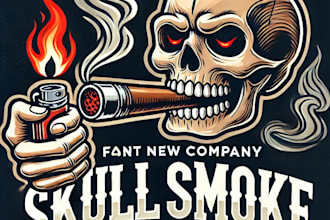 do wonderful skull smoke cannabis mascot logo design with business