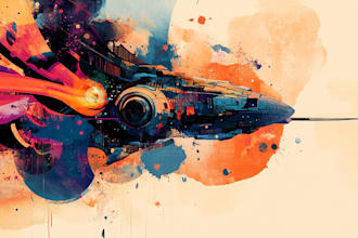 design a spaceship, sci fi illustration and sci fi art