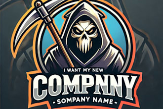 do create reaper mascot logo design with business