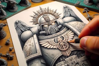 draw a warhammer 40k miniatures art for you