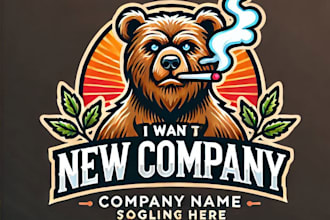 do amazing bear smoking mascot logo design with unlimited review
