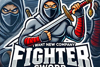 do awesome fighter sword mascot logo design with unlimited review