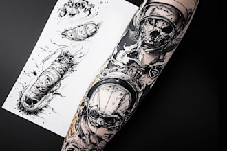make a custom tattoo sleeve art as you want