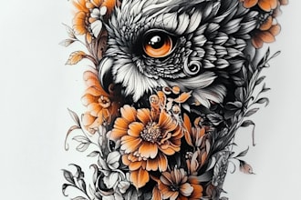 draw a custom tattoo sleeve art for you