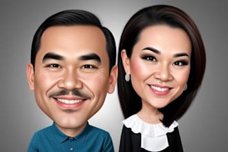 draw bighead real face caricature