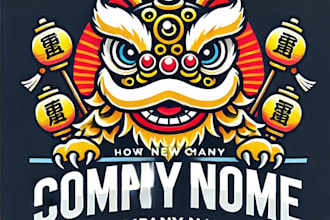 do make japanese lion dance mascot logo design with unlimited review