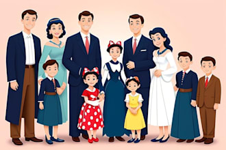design a professional disney family portrait