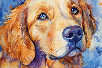 draw a watercolor portrait of your cat dog animal pet