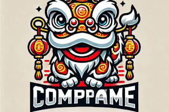 do wonderful china lion dance mascot logo design with express delivery