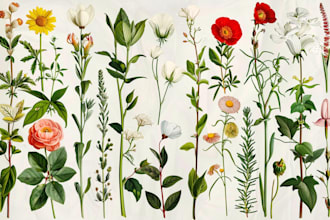 create a botanical or floral illustration art for you