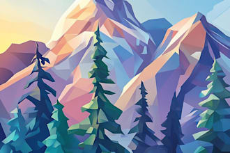 draw polygonal and low poly illustrations within one day