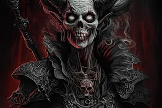 do scary horror creature and fantasy character concept art