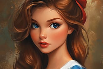 create you a beautiful portrait in disney cartoon style