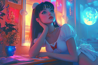 create your character into a retro 90s sailor moon scene style