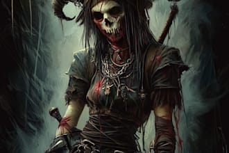 do scary horror creature and fantasy character concept art