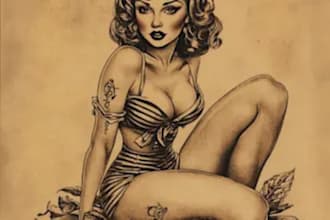 draw pin up girl and pin up girl illustration
