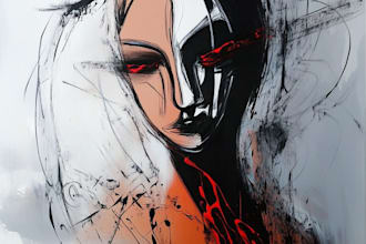 do scribble art, abstract line portrait