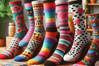 make a unique socks design art for you