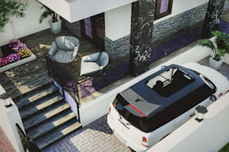 design renovated house, kitchen cabinet, house elevation,exterior backyard,cafe
