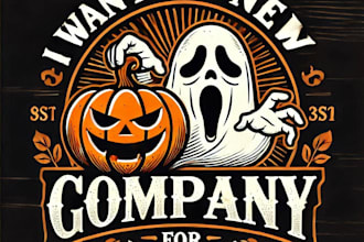 do amazing spooky ghost and pumpkin vintage logo design with express delivery