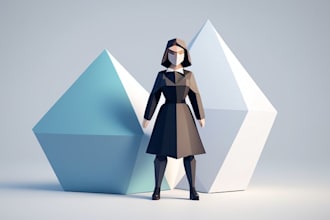 do professional geometric low poly illustration