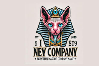 design a unique sphynx cat egyptian logo for your brand or business