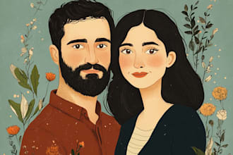 create couple portrait illustration from photo
