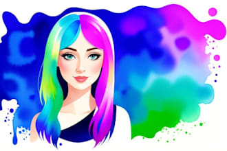 create watercolor vector cartoon abstract portrait art